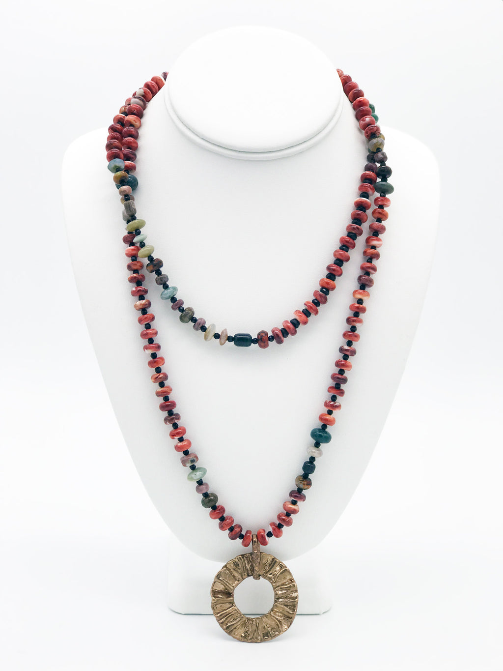 Spiny Oyster & Bronze Pendant Necklace